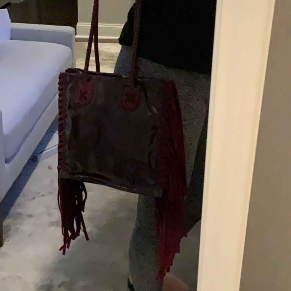 Tamara Mellon rock naplack Burgundy tote